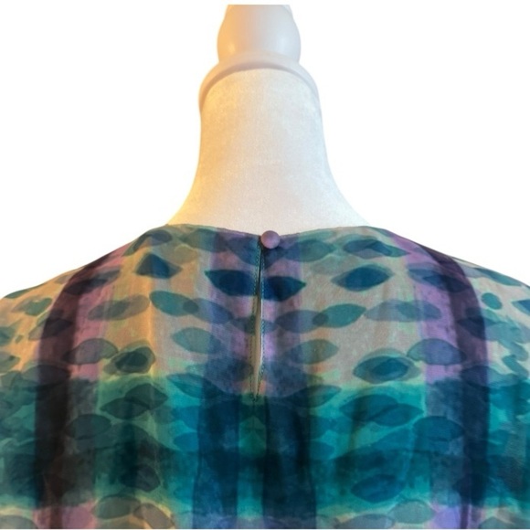 Soft Surroundings Watercolor Midi Dress XL Ruffle Sheer Long Sleeve Boho VNeck - Picture 6 of 8